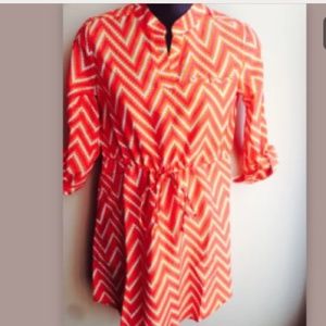 Orange/pink/ white tunic dress